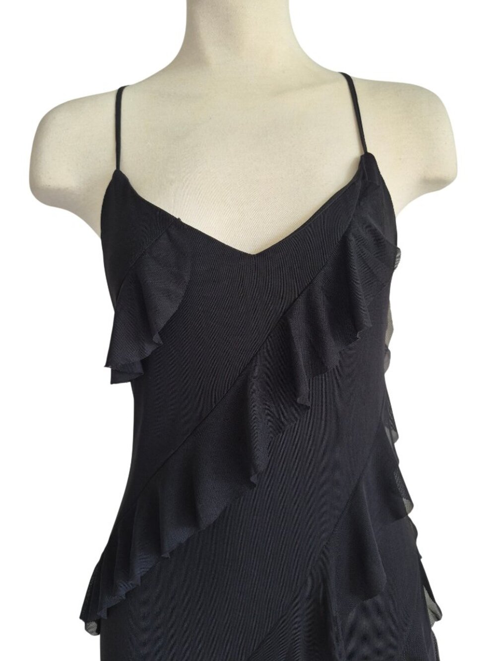 Sincerely Jules Maxi Dress Cocktail Party Slinky Black Side Slit Mesh Long Dress - Picture 4 of 16